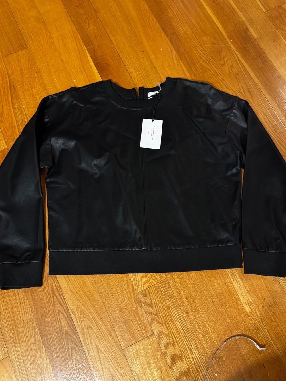 Grey Labs Faux Leather Crewneck Sweatshirt